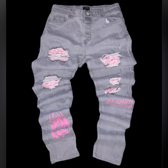 Boohoo Other - Tall Skinny Fit Distressed Graphic Jeans